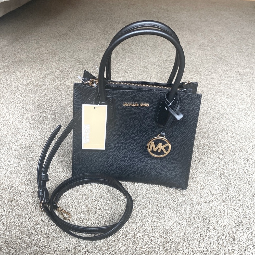 MICHAEL Michael Kors Mercer Messenger Black Leather Bag - Picture 3 of 14